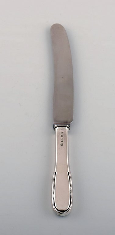 Evald Nielsen number 14 lunch knife in hammered silver (830) and stainless steel. 1920s. 
