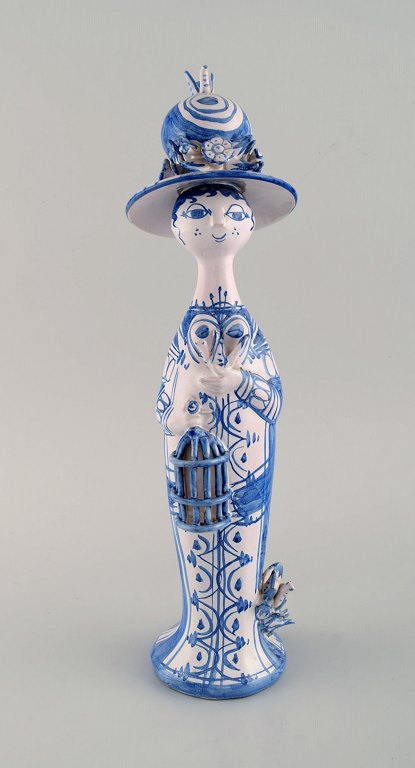 Bjørn Wiinblad unique ceramic figure. "Spring" in blue "Seasons" from 1979.