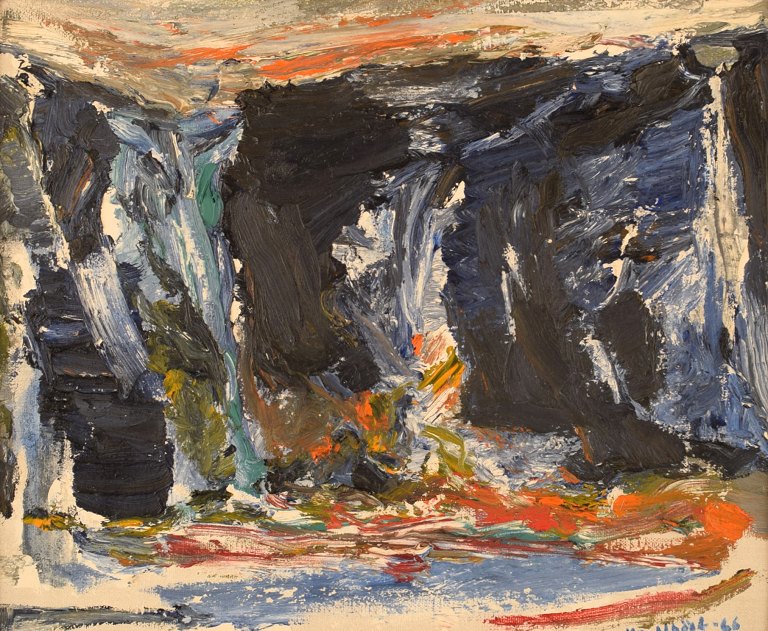 Knut Yngve Dahlbäck (1925-1992), Sweden. Oil on canvas. Abstract composition. Dated 1966.