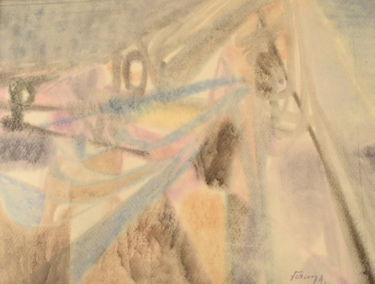 Albert Ferenz (1907-1994), Germany. Watercolor on paper. "In the mountains". Mid-20th century.