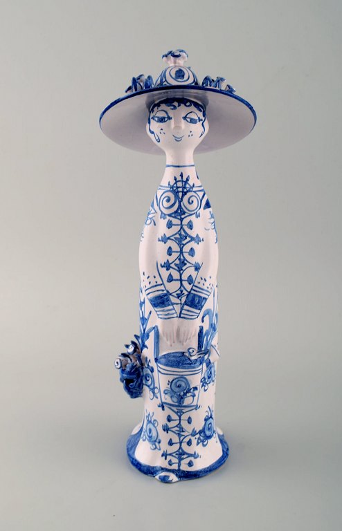 Bjørn Wiinblad unique ceramic figure. "Summer" in blue "Seasons". Signed and dated. 1983.