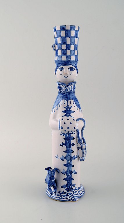Bjørn Wiinblad unique ceramic figure. "Winter" in blue "Seasons". Signed and dated. 1999.