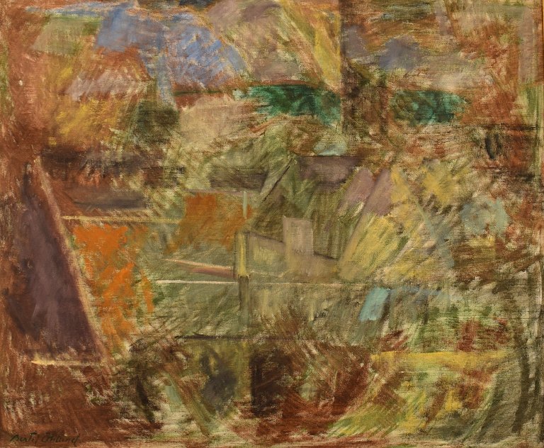 Bertil Öhlund (1923-2003), Sweden. Oil on canvas. Abstract composition. 1960/70