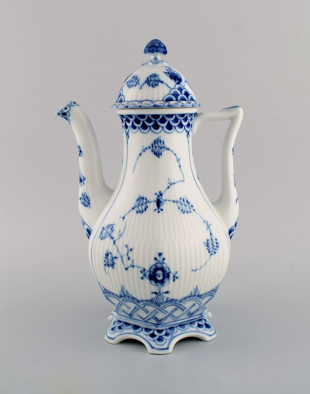 Royal Copenhagen Blue Fluted Full Lace coffee pot in porcelain. Model Number 1/1202.