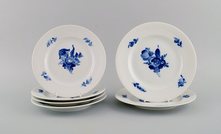 Six Royal Copenhagen Blue Flower Braided plates.Model numbers 10/8093 and 10/8094.