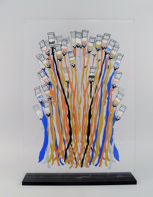 Arman (1928-2005), fransk født amerikansk kunstner. Mulitiple på dobbeltsidet plexiglas. 1968. Limited edition. Nummer 24/150.