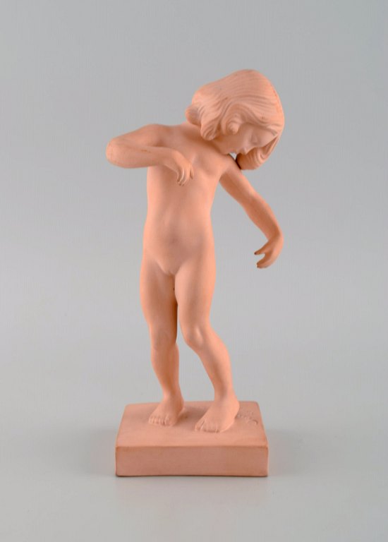 P. Ipsens Enke. Girl No. 888. Venus Kalipygos, Unglazed Pottery. Design Kai Nielsen. 1940s.