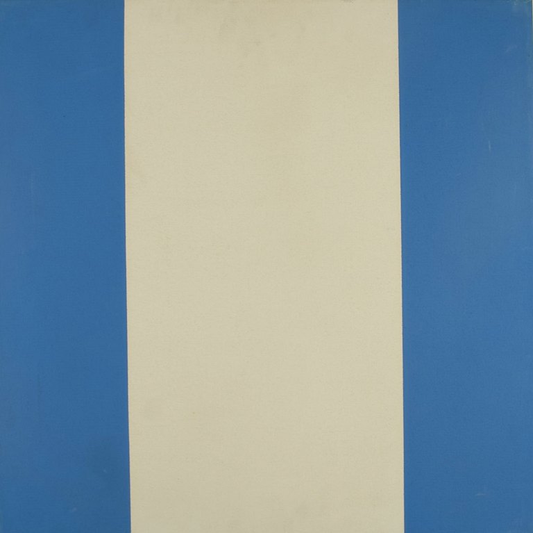 Ubekendt kunstner. Olie på lærred. Abstrakt komposition. Dateret 1980.