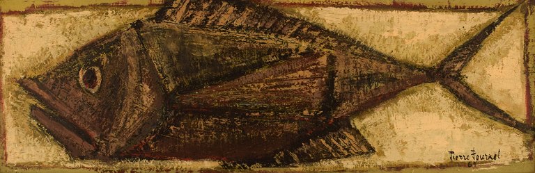 Pierre Fournel (f. 1924), Frankrig. Olie på plade. Fisk. Dateret 1961.
