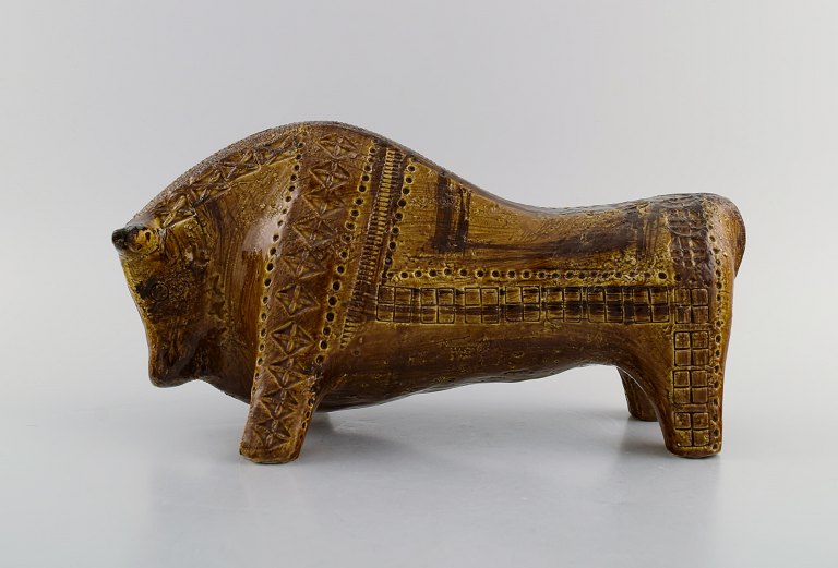 Aldo Londi for Bitossi. Tyr i sennepsgul glaseret keramik med geometriske mønstre. 1960