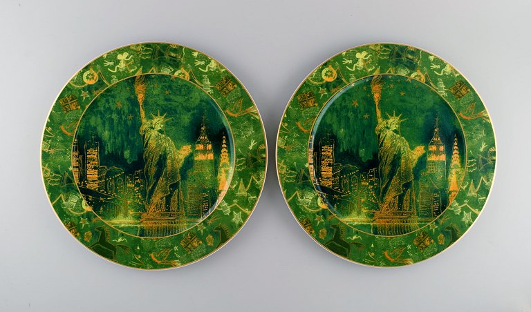 To store og sjældne Rosenthal porcelænstallerkener. Statue of liberty. 1970