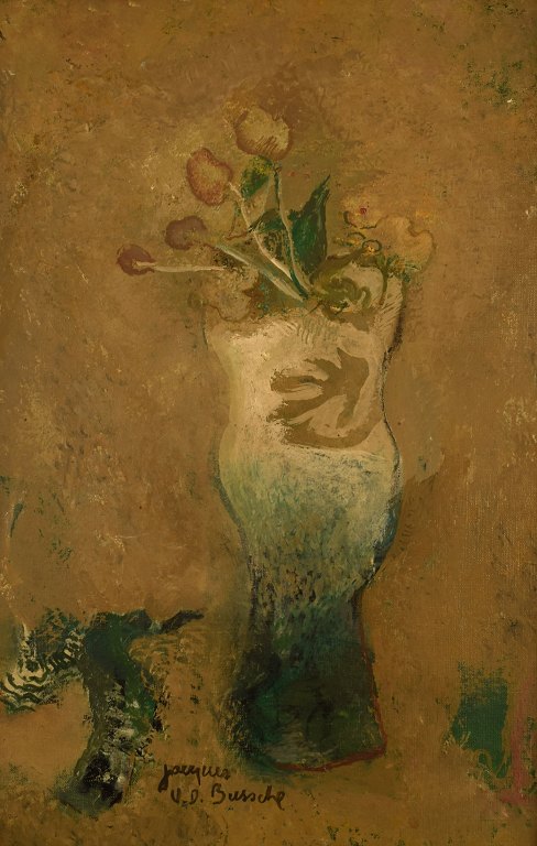 Jacques Van den Bussche (f. 1925), Holland. Olie på lærred. Modernistisk stilleben. 1960