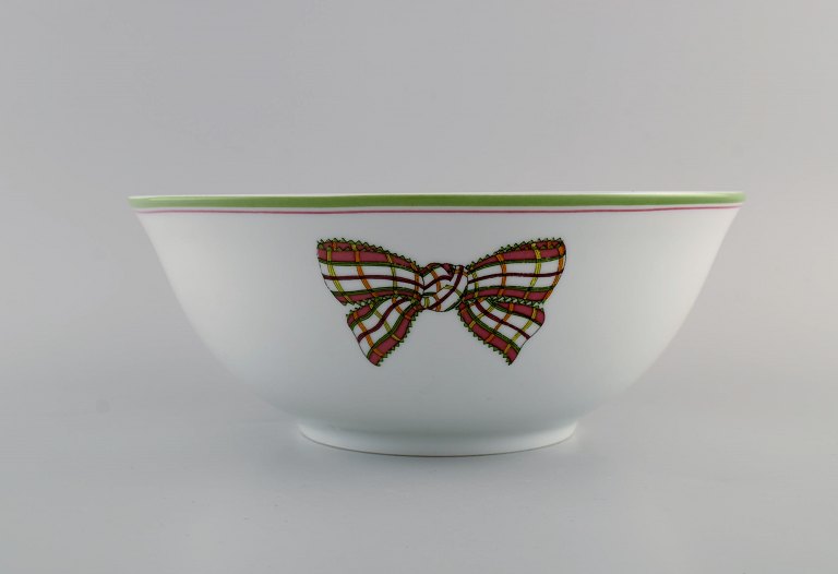 Limoges, France. Rare Christian Dior "Spring" bowl in porcelain decorated with ribbon and bow. 1980s.