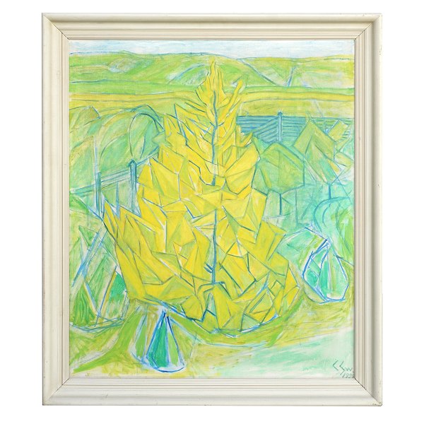 Christine Swane, 1876-1960, oil on canvas. Signed and dated 1958. Visible size: 89x74cm. With frame: 103x88cm