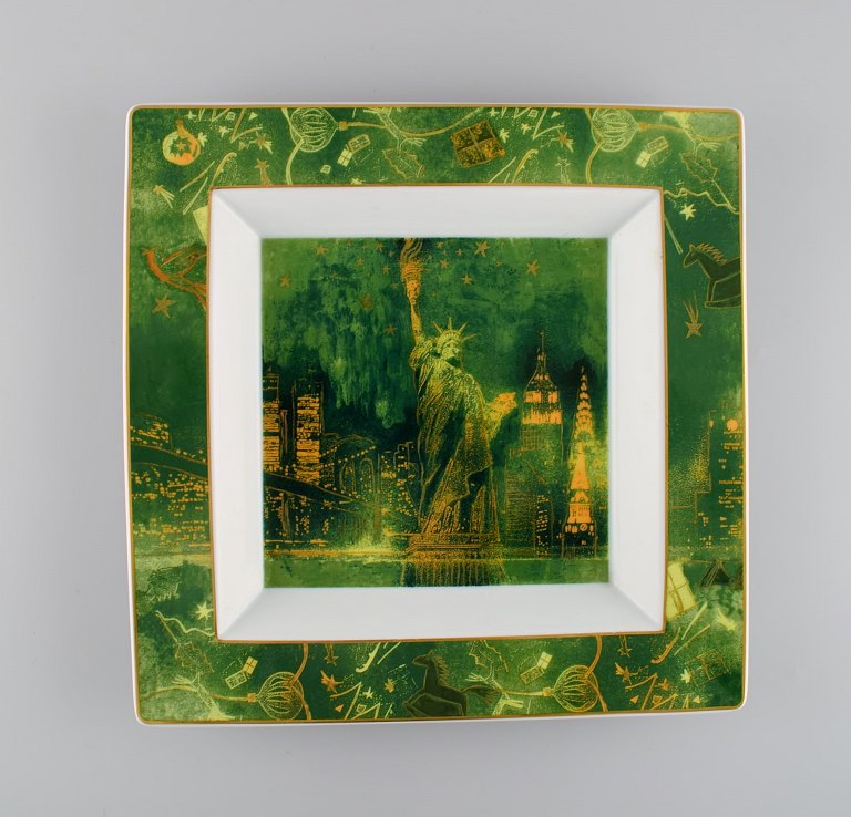 Rare square Rosenthal porcelain dish. Statue of liberty. 1970s.