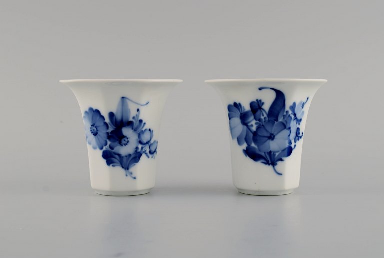 Royal Copenhagen Blue Flower Angular. Two small vases. Dated 1889-1922. Model number 10/8613.