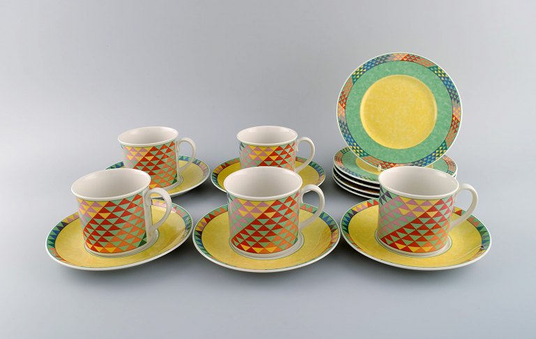 Gallo Design, Germany. Pamplona coffee service for five people. Colorful decoration. Late 20th century.