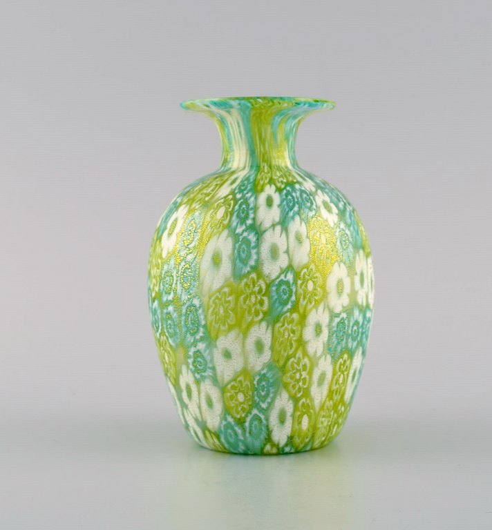 Murano Mille Fiori vase in mouth blown art glass. Italian design, 1960s.