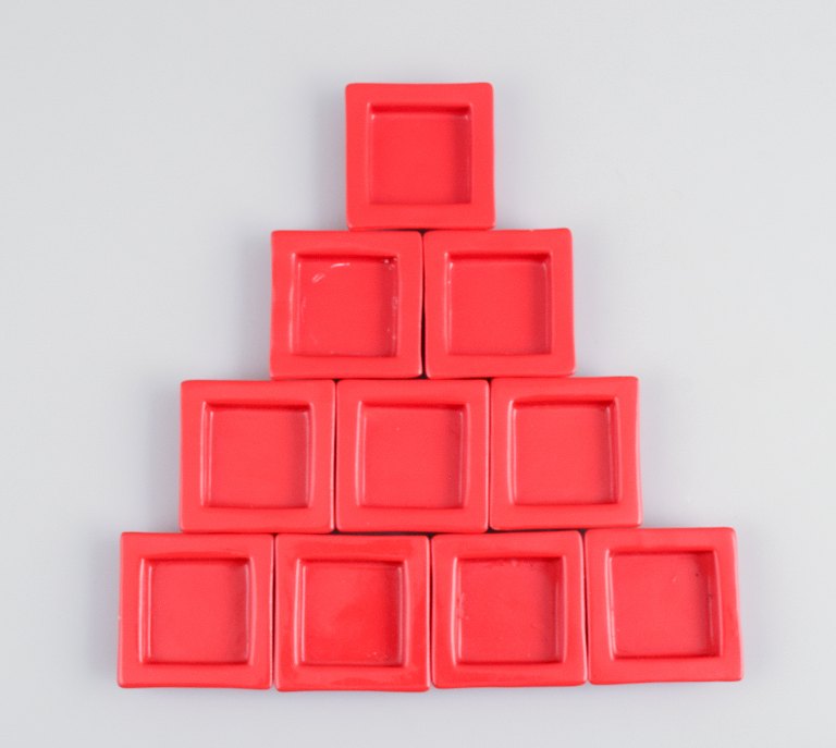 ASA, Germany.A collection of ten small square ceramic bowls.Late 1900s.