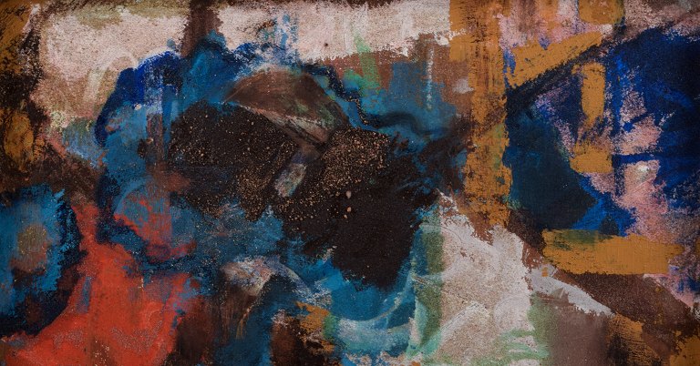 German expressionist. Expressionist composition, oil on panel.Dated 1970