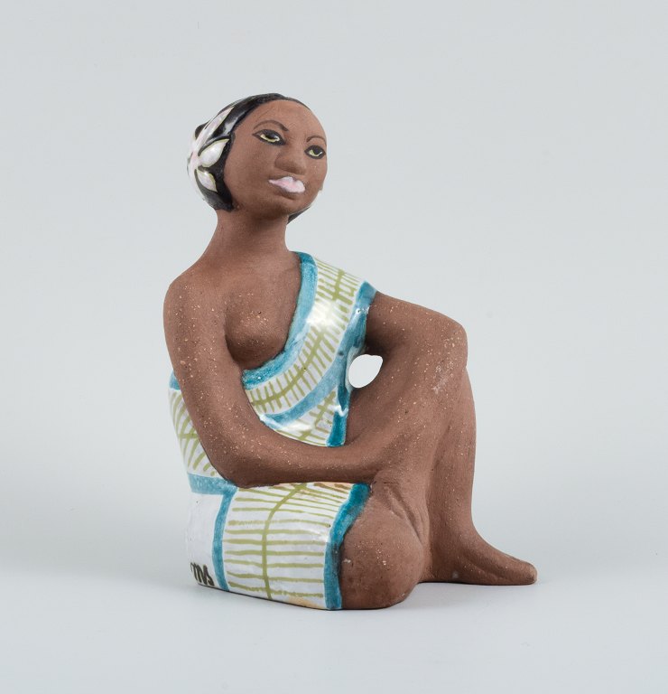 Mari Simmulson figure.Rare ceramic figure of a half-naked Tahitian woman. Upsala-Ekeby.