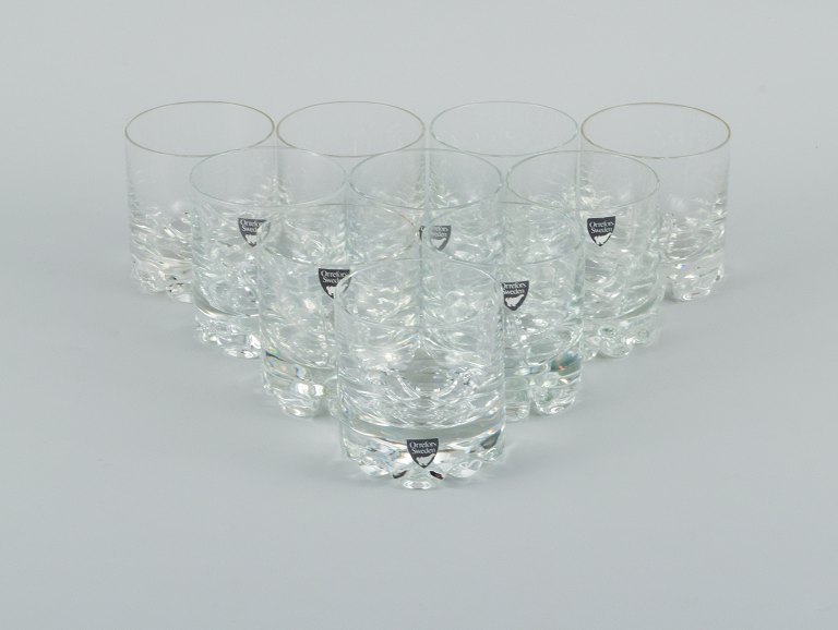 Orrefors. Swedish art glass.A set of 10 whiskey glasses.