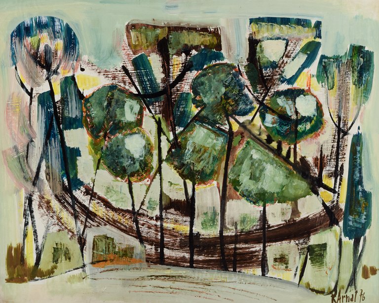 R. Arnal, unknown artist.Modernist landscape.