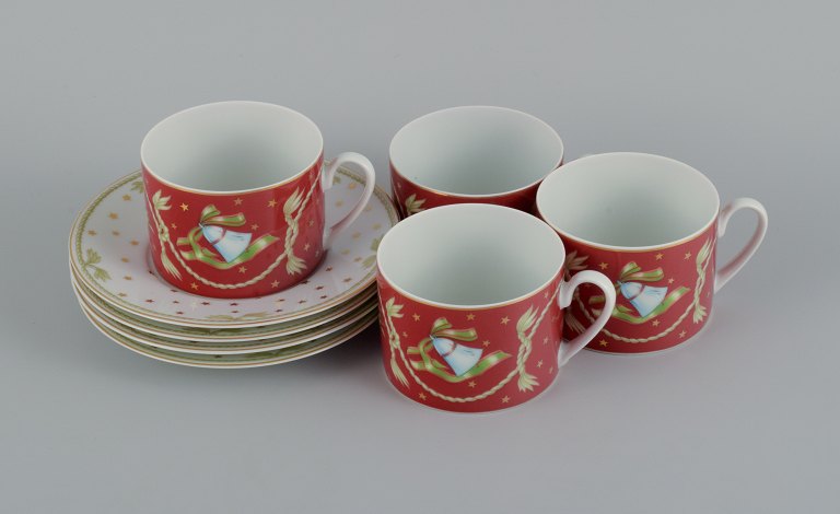 Rosenthal, a set of four pairs of coffee cups and matching saucers with Christmas motifs.