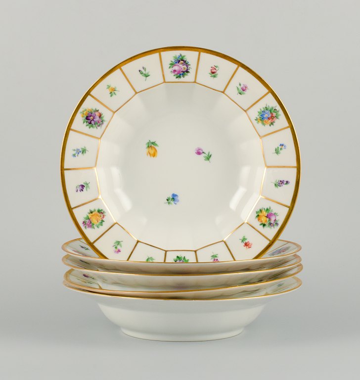 Royal Copenhagen Henriette. Hand painted porcelain, six large soup plates.