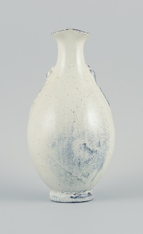 Svend Hammershøi for Kähler. Vase in glazed stoneware.Beautiful grey-black double glaze.