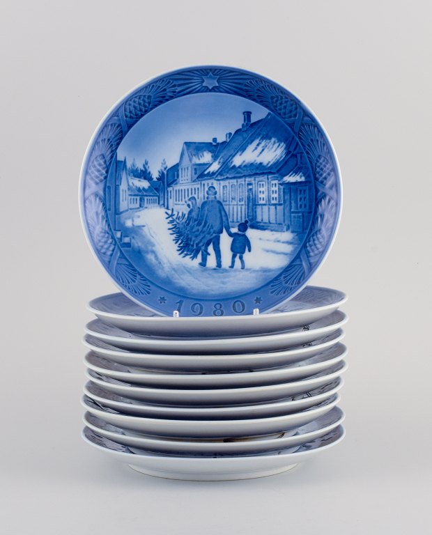 Royal Copenhagen, a set of ten Christmas plates.1980-1989.
