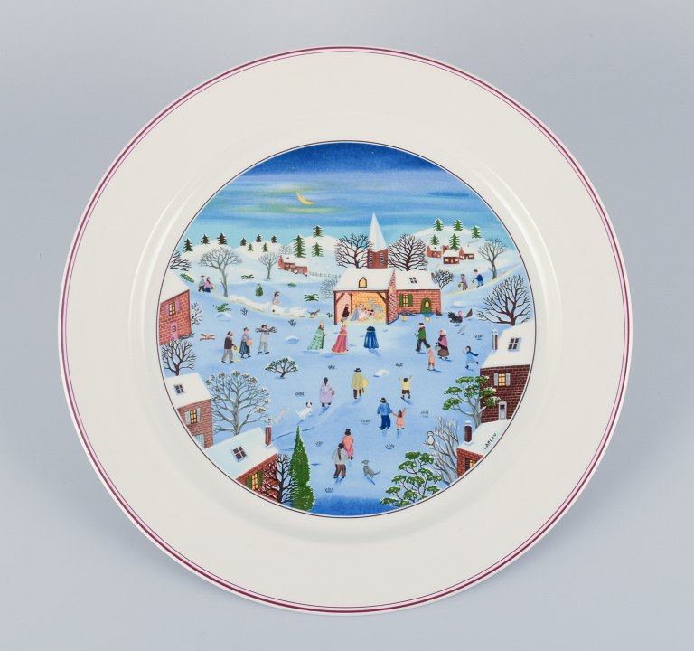 Villeroy & Boch, Naïf Christmas. Stort rundt porcelænsfad. Motiv af kunstneren Laplau.