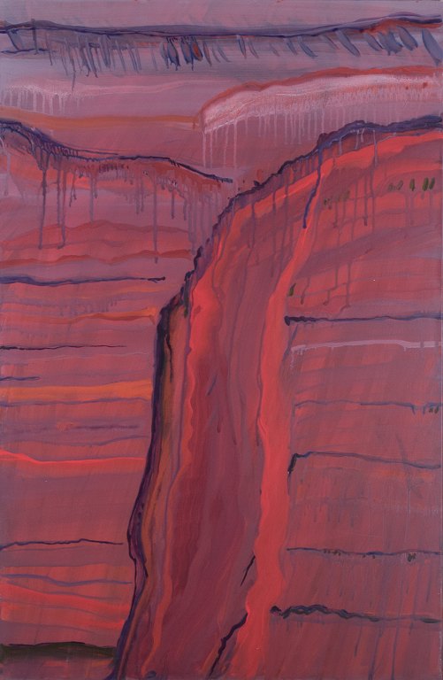 Monique Beucher (1934), fransk kunstner. Gouache på lærred.Abstrakt komposition. Koloristisk palette.