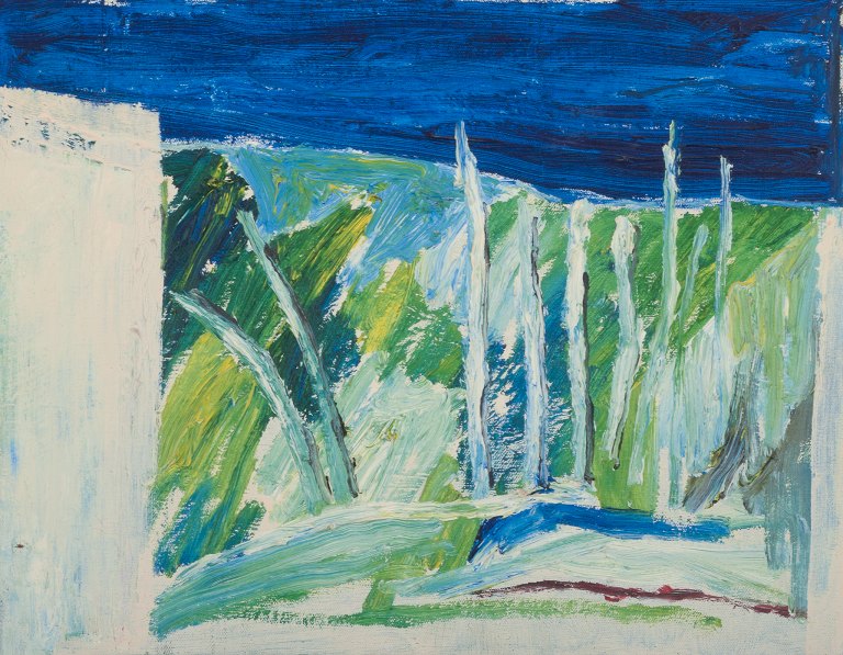 Örjan Wikström, født 1948, svensk kunstner, virksom i Stockholm og Paris, olie på lærred.Abstrakt komposition.