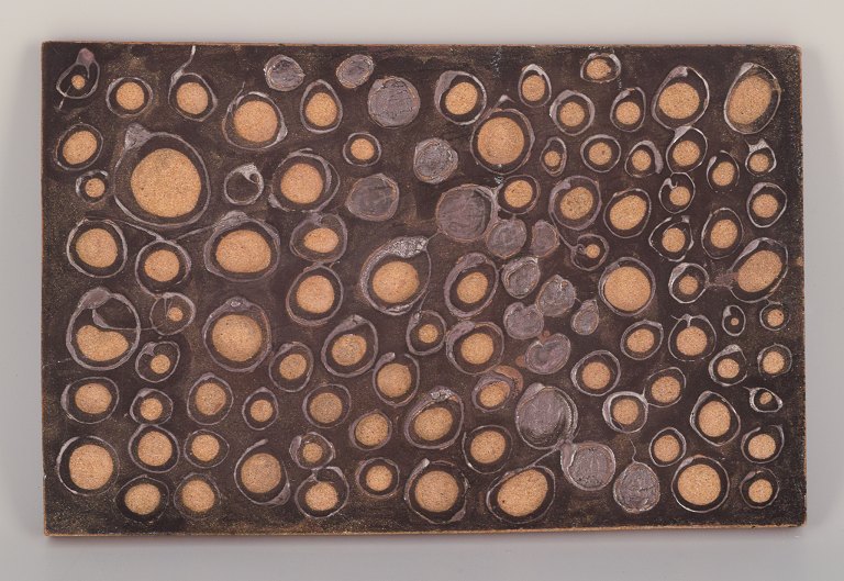 Börje Skogh for Gustavsberg, Sweden. Unique stoneware wall relief. Abstract motif.