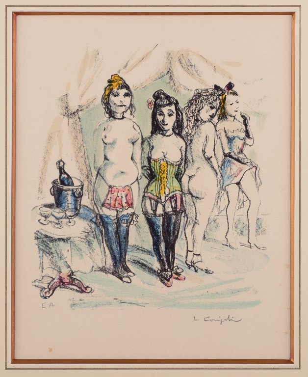 Léonard Tsuguharu Foujita (1886–1968), well listed Japanese/French artist. Color lithograph on paper.