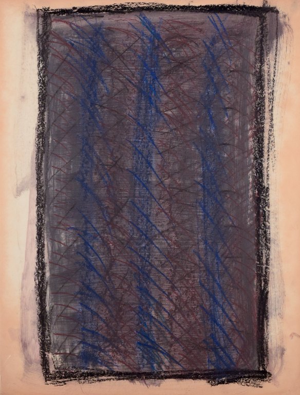 Monique Beucher (1934), French artist. Mixed media on paper.Abstract composition. Colorful palette.