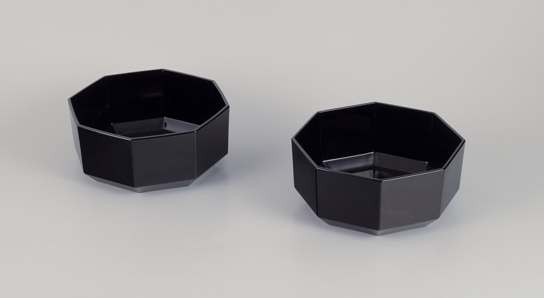 Arcoroc, France.Two octagonal bowls in black glass.