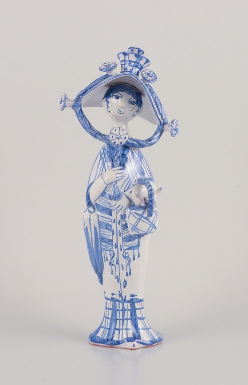 Bjørn Wiinblad (1918-2006). "Autumn" from the series "The Four Seasons", figure in blue-glazed earthenware.