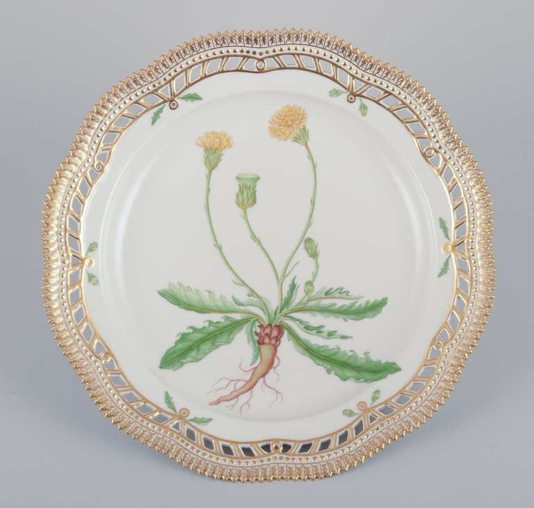 Royal Copenhagen Flora Danica. Large open lace porcelain dish.Hand-painted with a dandelion motif.