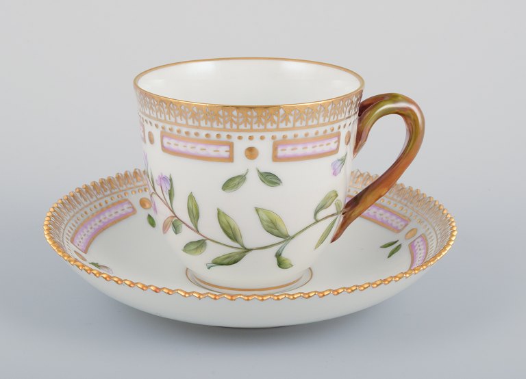 Royal Copenhagen Flora Danica coffee cup with saucer.Hand-painted.