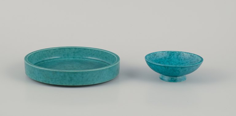 Wilhelm Kåge for Gustavsberg. A ceramic bowl and a ceramic dish from the "Argenta" series.