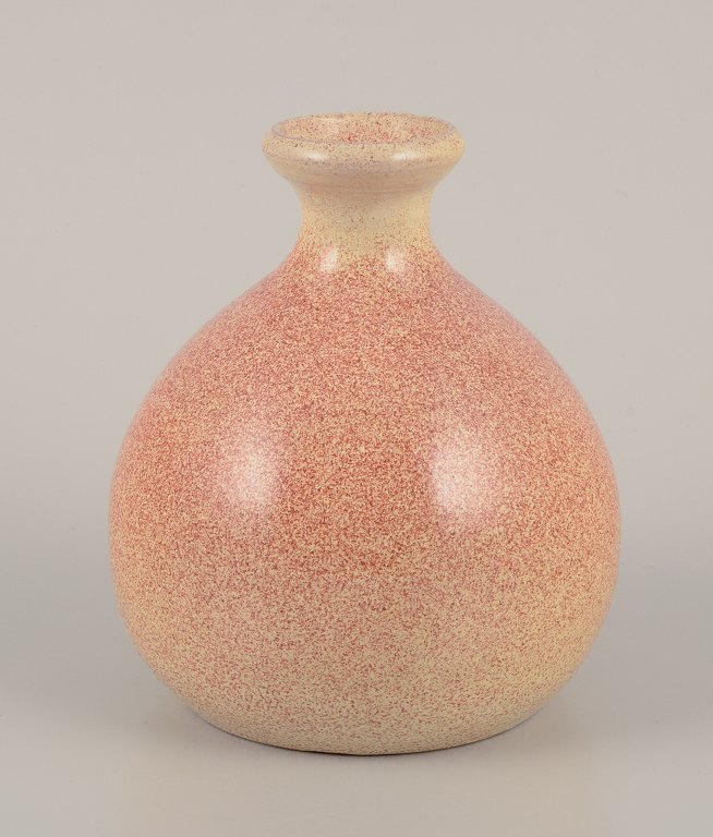European Studio Ceramist.Unique ceramic vase, round shape.