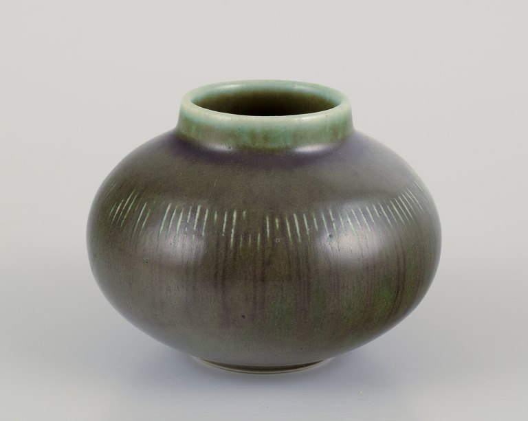 Eva Stæhr Nielsen for Saxbo, Denmark.Ceramic vase with green-toned glaze.
