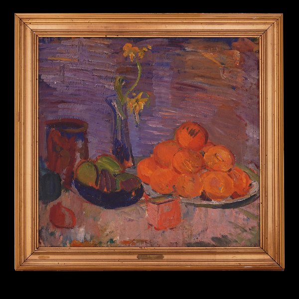 Karl Isakson, 1878-1922, Stillleben 1911, Öl auf Leinen. Lichtmasse: 53x55cm. Mit Rahmen: 65x67cm.Mehrmals ausgestellt