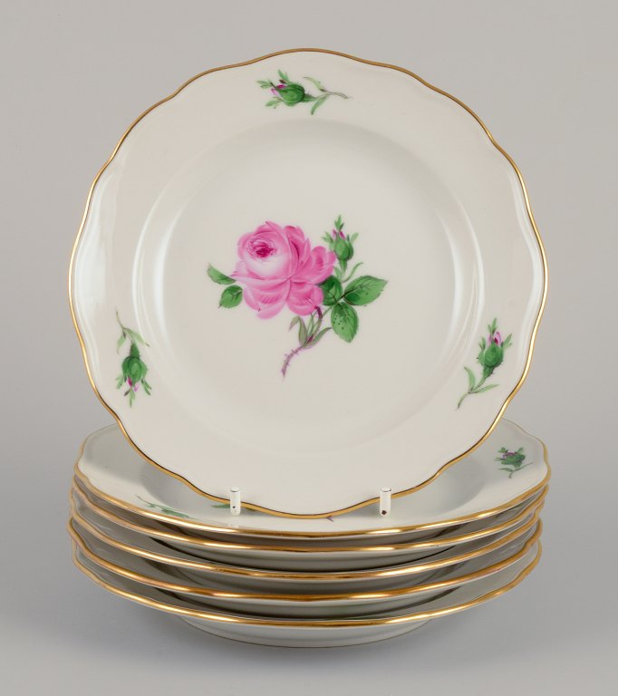 Meissen, Germany.Six "Pink Rose" plates.