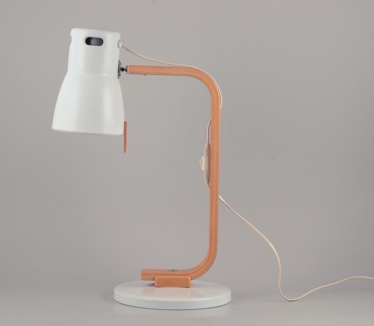 Hans-Agne Jakobsson, Markaryd, Sweden.Large desk lamp in white-painted metal and wood.