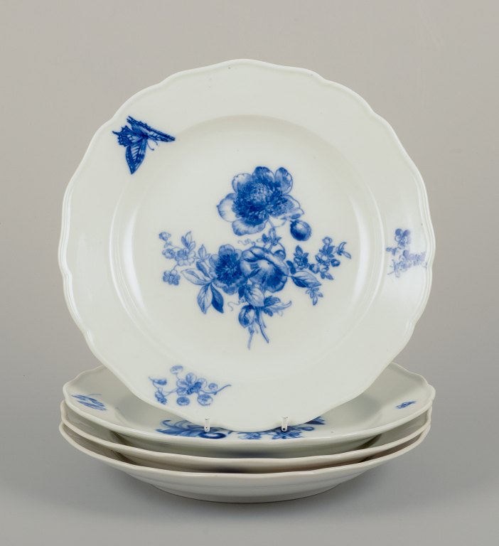 Meissen, Germany.Four dinner plates in porcelain.