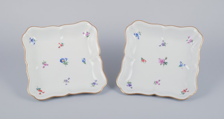 Meissen, Germany, two shallow square bowls.