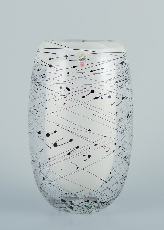 Michael Bang for Holmegaard.Unique art glass vase. White glass on the inside.